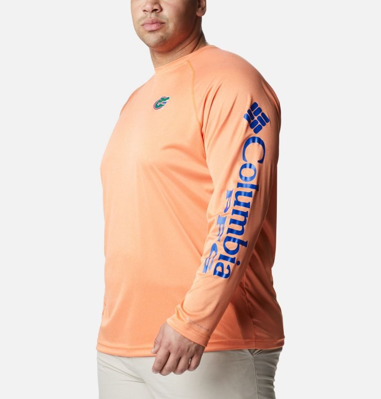 Men's Columbia Collegiate PFG Terminal Tackle Long Sleeve - Florida Sweatshirts Orange | Plus Size CA-DC4A5